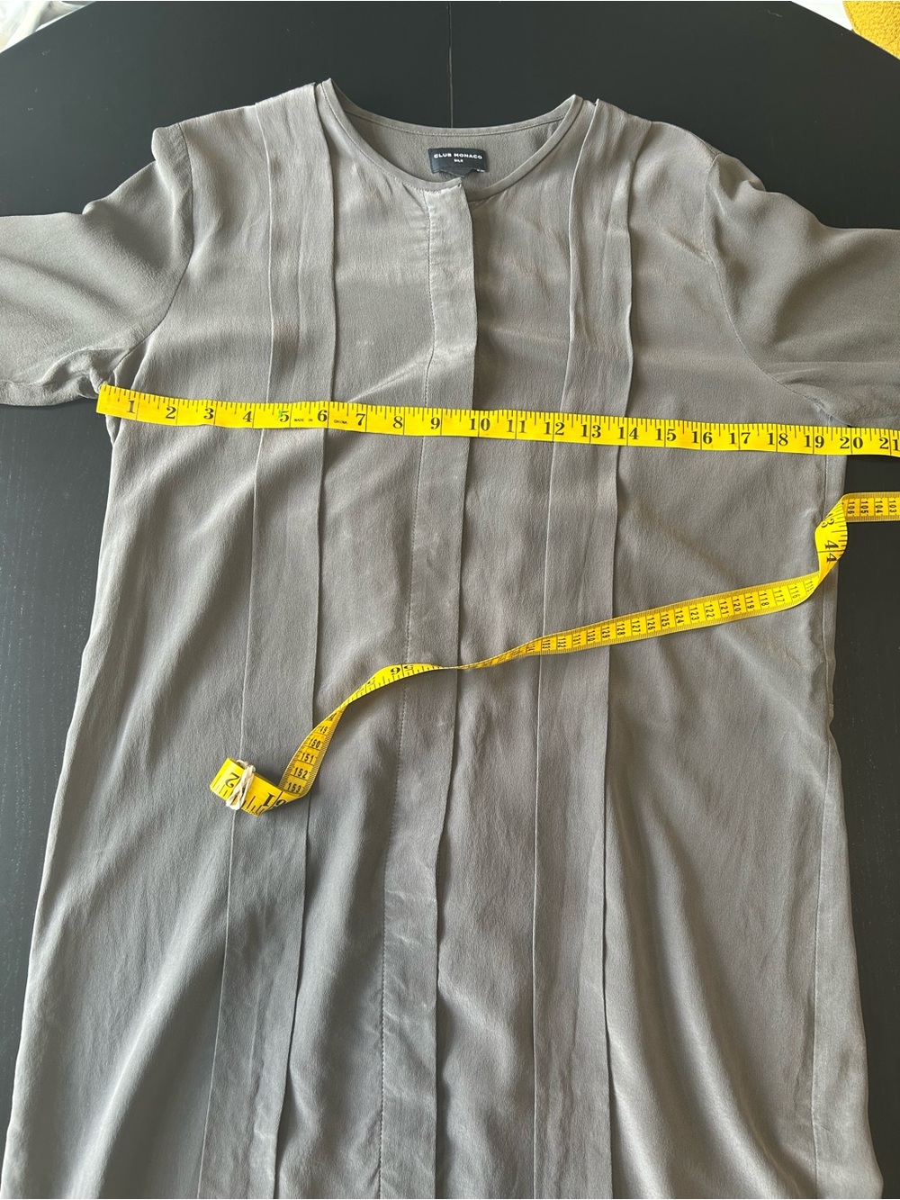Club Monaco 100% Silk Olive Gray Tie Waist Shirt Dress Tunic - Size 8 - Picture 13 of 16